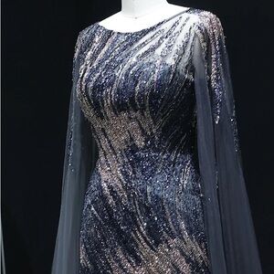 Elegant Black and Silver Evening Gown